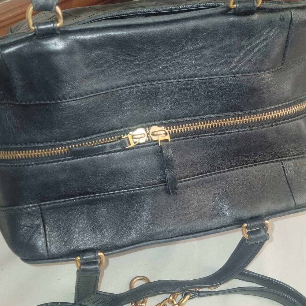 Tory Burch Black Leather Quilled Satchel Crossbody Gold Hardware - Picture 6 of 11